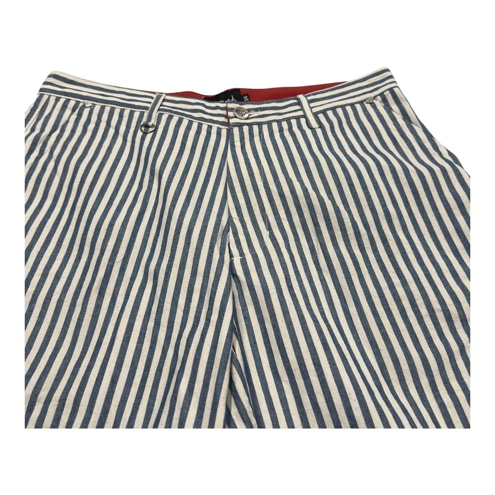 Diamond Supply Co Shorts Men 34 Blue White Striped Canvas D-Ring Skater Casual